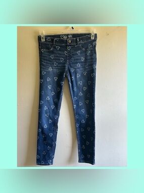 Wonder Nation Girls' Dark Blue Heart Print Skinny Jeans